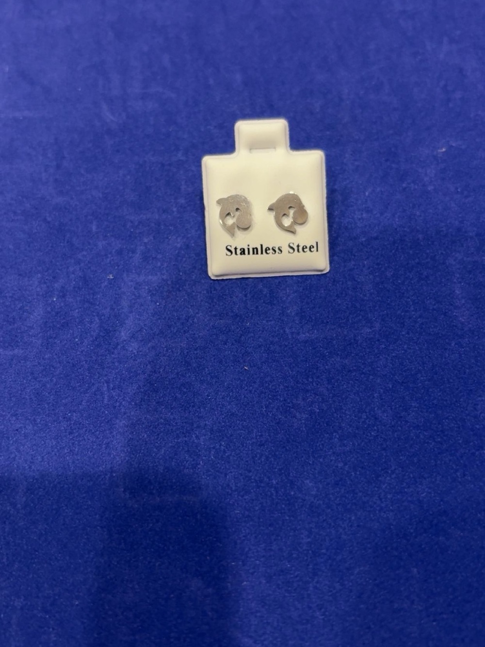 Stainless Steel Paw Print Stud Earrings - Silver
